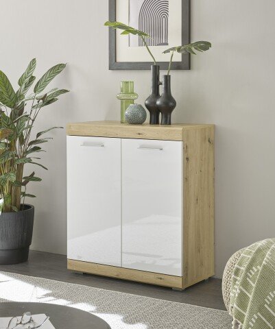 Kommode >Nobe< in Artisan Eiche aus MDF und Spanpaltte - 80x91x38cm (BxHxT)