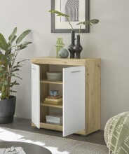 Kommode >Nobe< in Artisan Eiche aus MDF und Spanpaltte - 80x91x38cm (BxHxT)