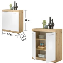 Kommode >Nobe< in Artisan Eiche aus MDF und Spanpaltte - 80x91x38cm (BxHxT)