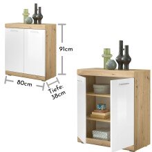 Kommode >Nobe< in Artisan Eiche aus MDF und Spanpaltte - 80x91x38cm (BxHxT)