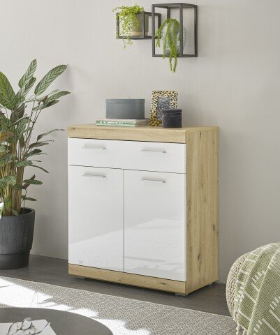 Kommode >Nobe< in Eiche Artisan - 80x91x38cm (BxHxT)