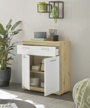 Kommode >Nobe< in Eiche Artisan - 80x91x38cm (BxHxT)