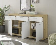 Sideboard >Nobe< in Eiche Artisan - 165x91x38cm (BxHxT)
