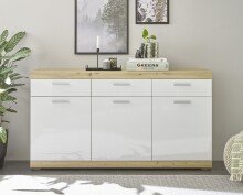 Sideboard >Nobe< in Eiche Artisan - 165x91x38cm (BxHxT)