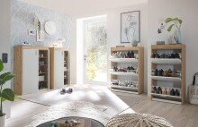 Schuhschrank >Pincas< in Artisan Eiche - 84x126x38cm (BxHxT)