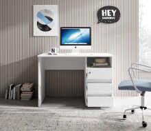 Schreibtisch >Flinn< in Weiß matt - 110x75x65cm (BxHxT)