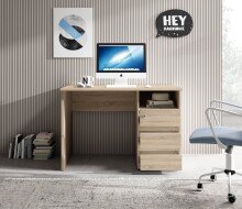 Schreibtisch >Flinn< in Eiche Sonoma hell - 110x75x65cm (BxHxT)
