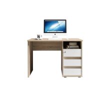 Schreibtisch >Flinn< in Weiß-Eiche Sonoma hell - 110x75x65 (BxHxT)