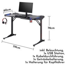 Schreibtisch >Beaufort< in Schwarz aus Holzwerkstoff E1 - 119x76x60cm (BxHxT)