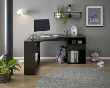 Schreibtisch >BC 3155< in Schwarz aus Holzwerkstoff E1 - 150x74x55cm (BxHxT)