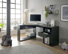 Schreibtisch >BC 3155< in Schwarz aus Holzwerkstoff E1 - 150x74x55cm (BxHxT)