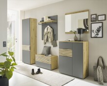 Garderoben-Set >Melisande< in Grau-Eiche Artisan Nachbildung