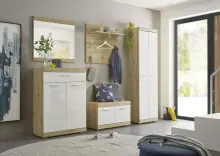 Garderoben-Set >Nobe< in Weiß-Eiche Artisan -...