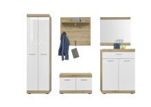 Garderoben-Set >Nobe< in Weiß-Eiche Artisan - 255x195x38cm (BxHxT)