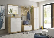 Garderoben-Set >Nobe< in Weiß-Eiche Artisan -...