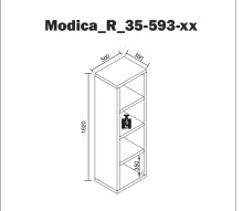 Regal >Modica< in Weiß aus Holzwerkstoff E1 Wabe - 50x162x38cm (BxHxT)