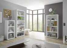 Regal >Modica< in Weiß aus Holzwerkstoff E1 Wabe - 80x162x38cm (BxHxT)