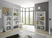 Regal >Modica< in Weiß aus Holzwerkstoff E1 Wabe - 80x201x38cm (BxHxT)