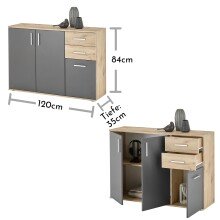 Kommode >BC 1040< in Grau matt - 120x84x35 (BxHxT)