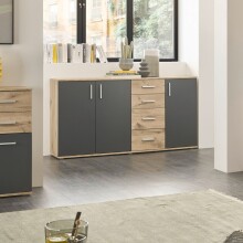 Kommode >BC 1040< in Grau matt - 160x84x35 (BxHxT)