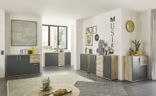 Kommode >BC 1040< in Grau matt - 80x84x35 (BxHxT)
