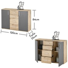 Kommode >BC 1040< in Grau matt - 120x84x35 (BxHxT)