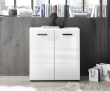 Kommode >BC 1065< in Weiß hochglanz aus MDF - 80x83x40cm (BxHxT)