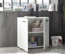 Kommode >BC 1065< in Weiß hochglanz aus MDF - 80x83x40cm (BxHxT)