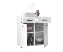 Kommode >BC 1065< in Weiß hochglanz aus MDF - 80x83x40cm (BxHxT)