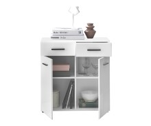 Kommode >BC 1065< in Weiß hochglanz aus MDF - 80x83x40cm (BxHxT)