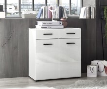 Kommode >BC 1065< in Weiß hochglanz aus MDF - 80x83x40cm (BxHxT)