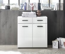 Kommode >BC 1065< in Weiß hochglanz aus MDF - 80x83x40cm (BxHxT)