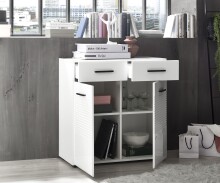 Kommode >BC 1065< in Weiß hochglanz aus MDF - 80x83x40cm (BxHxT)