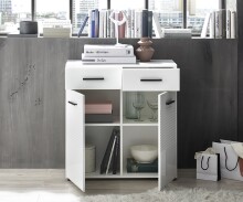 Kommode >BC 1065< in Weiß hochglanz aus MDF - 80x83x40cm (BxHxT)