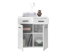 Kommode >BC 1065< in Weiß hochglanz aus MDF - 80x83x40cm (BxHxT)