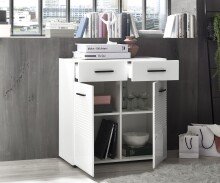 Kommode >BC 1065< in Weiß hochglanz aus MDF - 80x83x40cm (BxHxT)