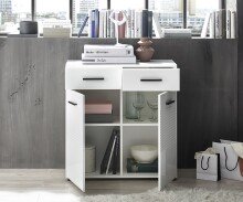 Kommode >BC 1065< in Weiß hochglanz aus MDF - 80x83x40cm (BxHxT)