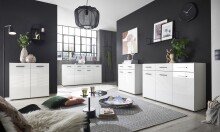 Kommode >BC 1065< in Weiß hochglanz aus MDF - 80x83x40cm (BxHxT)