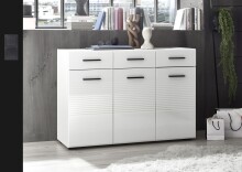 Kommode >BC 1065< in Weiß hochglanz aus MDF - 120x83x40cm (BxHxT)
