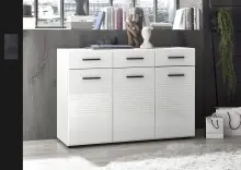 Kommode >BC 1065< in Weiß hochglanz aus MDF -...