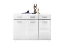 Kommode >BC 1065< in Weiß hochglanz aus MDF - 120x83x40cm (BxHxT)