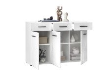 Kommode >BC 1065< in Weiß hochglanz aus MDF - 120x83x40cm (BxHxT)