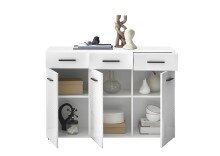 Kommode >BC 1065< in Weiß hochglanz aus MDF - 120x83x40cm (BxHxT)