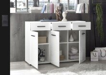 Kommode >BC 1065< in Weiß hochglanz aus MDF - 120x83x40cm (BxHxT)