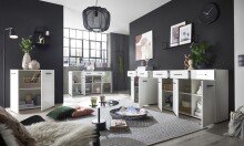 Kommode >BC 1065< in Weiß hochglanz aus MDF - 120x83x40cm (BxHxT)