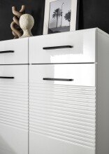 Kommode >BC 1065< in Weiß hochglanz aus MDF - 120x83x40cm (BxHxT)