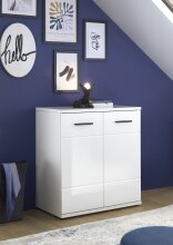 Kommode >BC 1070< in Weiß hochglanz aus MDF -...
