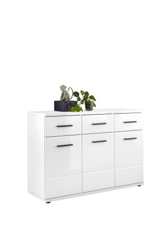 Kommode >BC 1070< in Weiß hochglanz aus MDF - 111x75x35cm (BxHxT)
