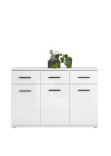 Kommode >BC 1070< in Weiß hochglanz aus MDF - 111x75x35cm (BxHxT)