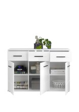Kommode >BC 1070< in Weiß hochglanz aus MDF - 111x75x35cm (BxHxT)